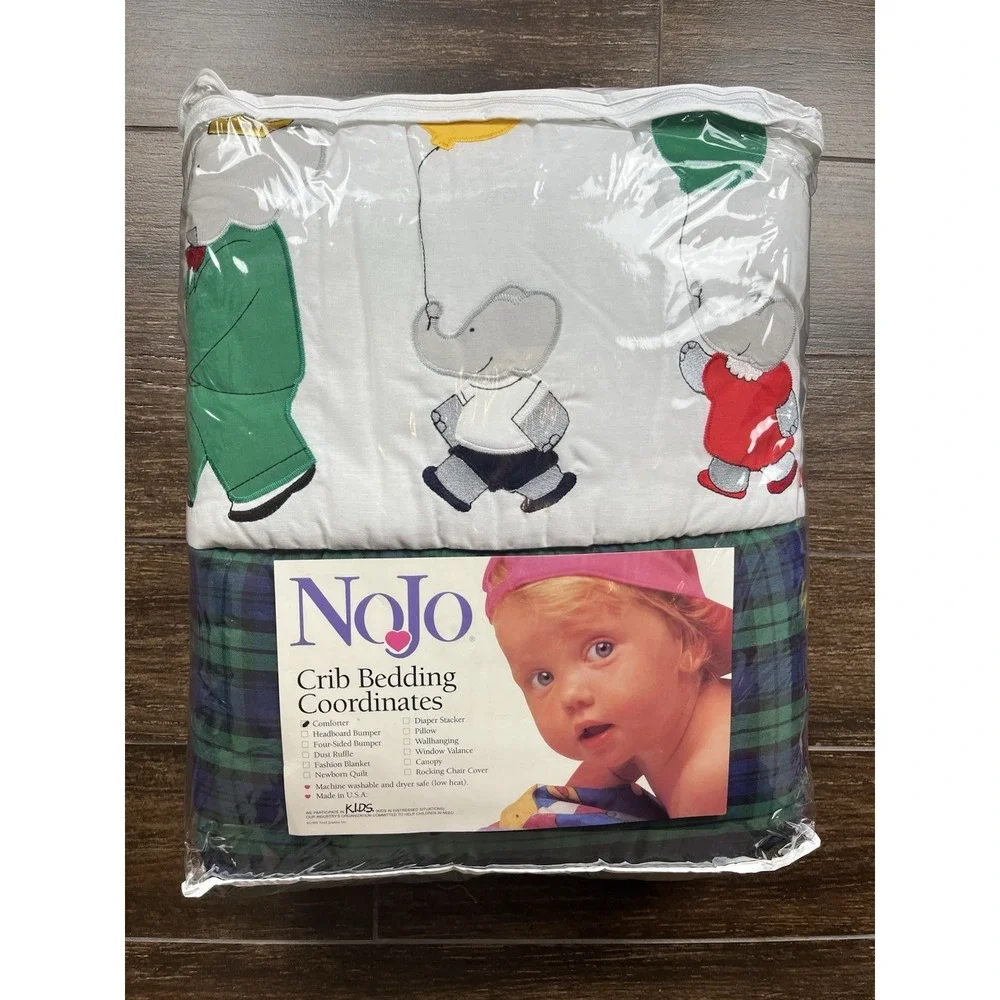 Vintage Noel Joanna 1994 Barbar Elehpant Quilted Crib Comforter 37